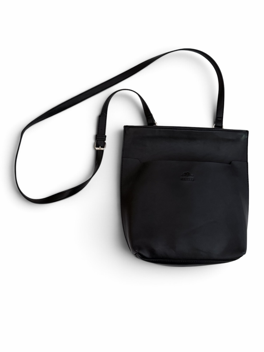 ROOTS 73 Black Faux Leather Crossbody Travel Shoulder Bag Adjustable os